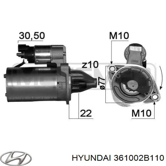 361002B110 Hyundai/Kia rozrusznik