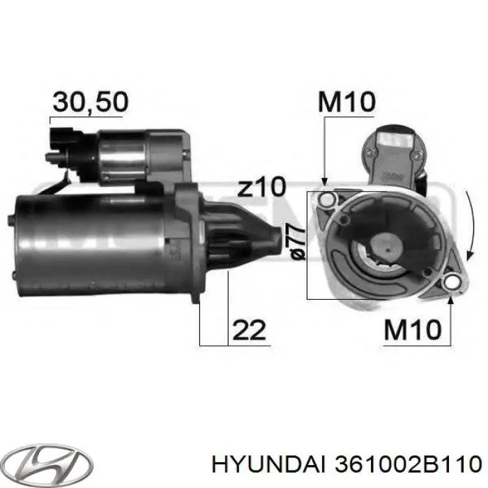 Rozrusznik Hyundai/Kia 361002B110 cena, od 80,02 USD