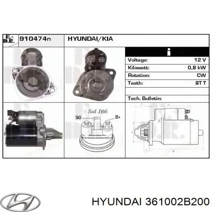 361002B200 Hyundai/Kia Rozrusznik