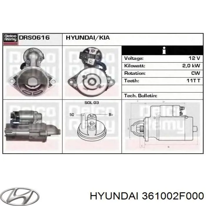 361002F000 Hyundai/Kia Rozrusznik