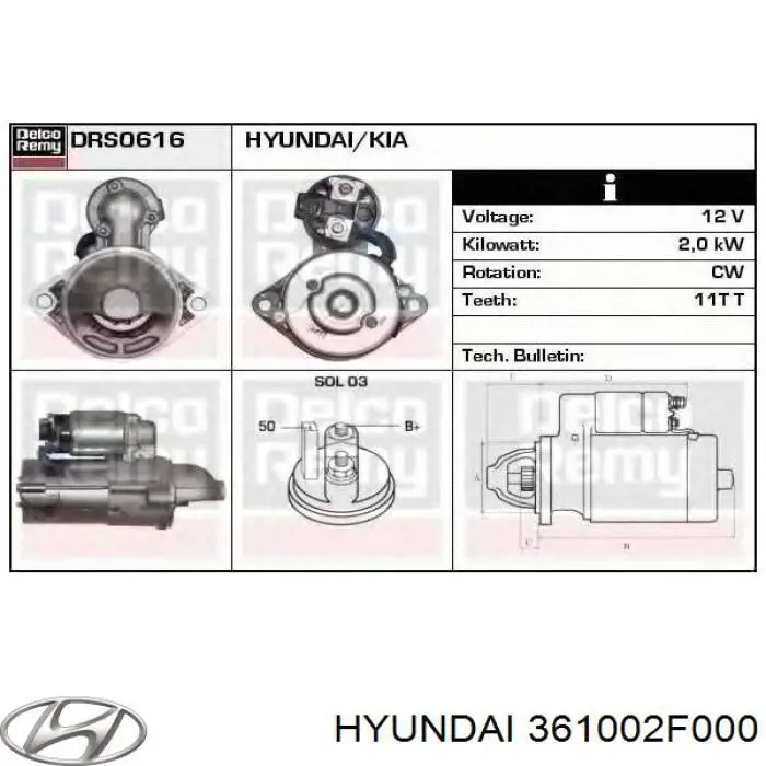 Rozrusznik Hyundai/Kia 361002F000