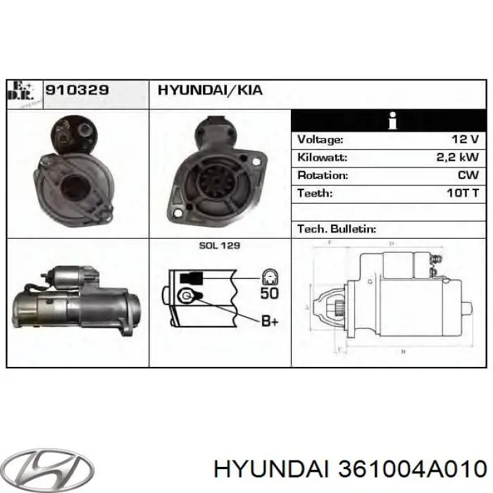 Rozrusznik 361004A010 Hyundai/Kia