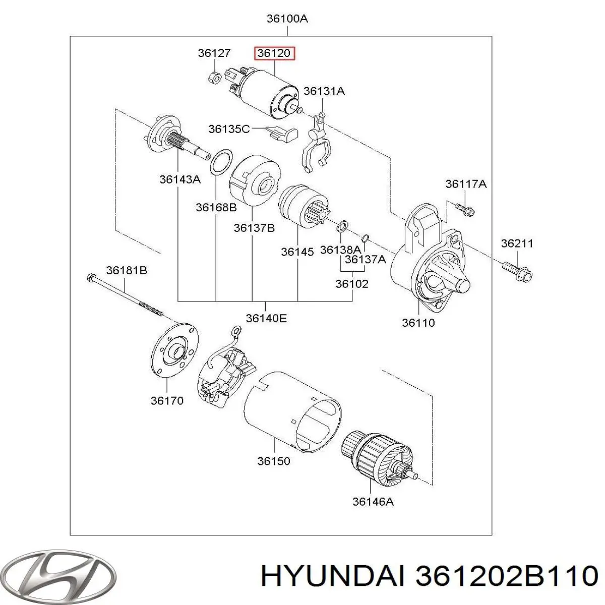 361202B110 Hyundai/Kia rozrusznik