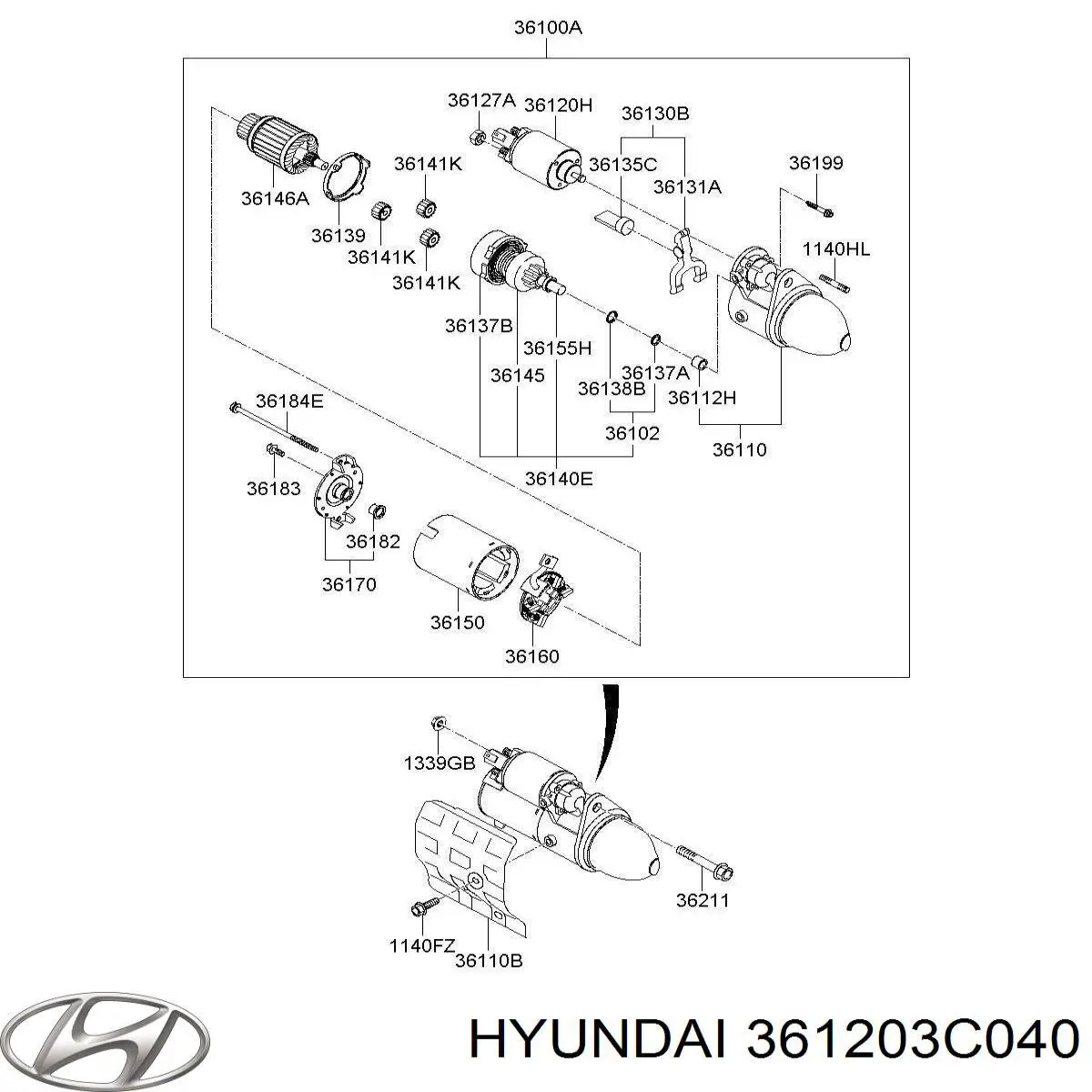 361203C040 Hyundai/Kia Elektromagnes rozrusznika