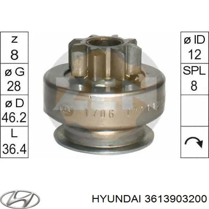 Bendiks rozrusznika Hyundai/Kia 3613903200 cena, od 16,90 USD