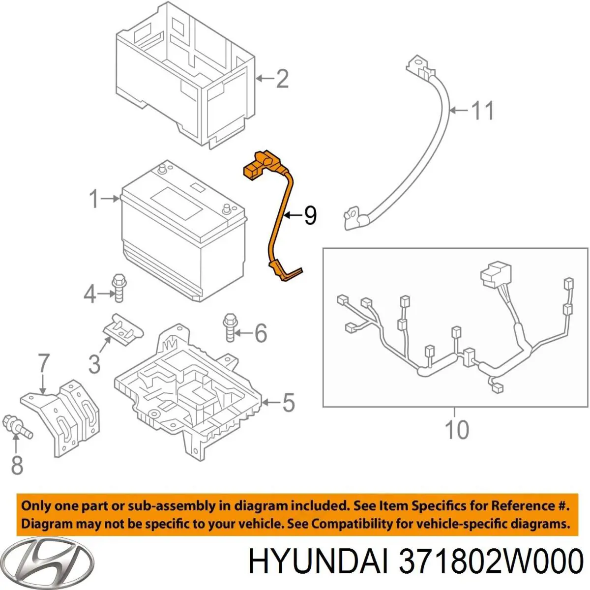 Przewód masowy akumulatora Hyundai/Kia 371802W000 cena, od 129,40 USD