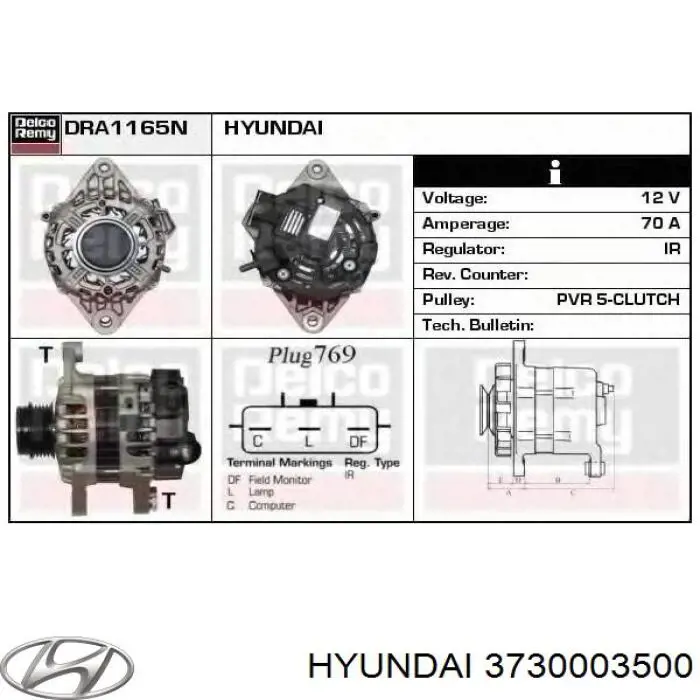 Alternator Hyundai/Kia 3730003500 cena, od 199,83 USD