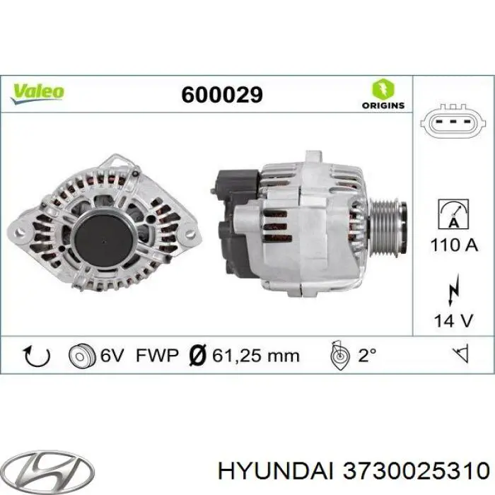 3730025310 Hyundai/Kia Alternator