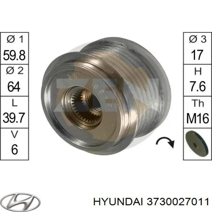 Do koszyka 3730027011 Hyundai/Kia Alternator