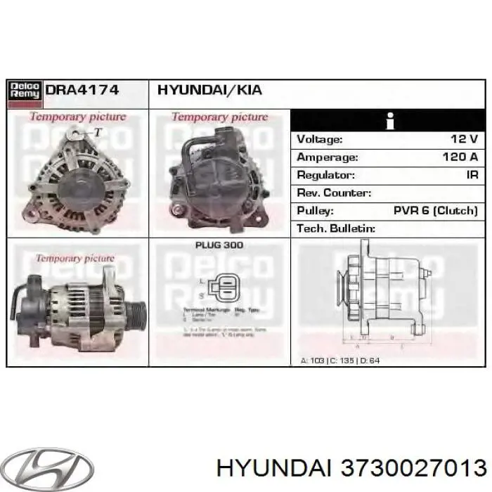 Alternator 3730027013 Hyundai/Kia
