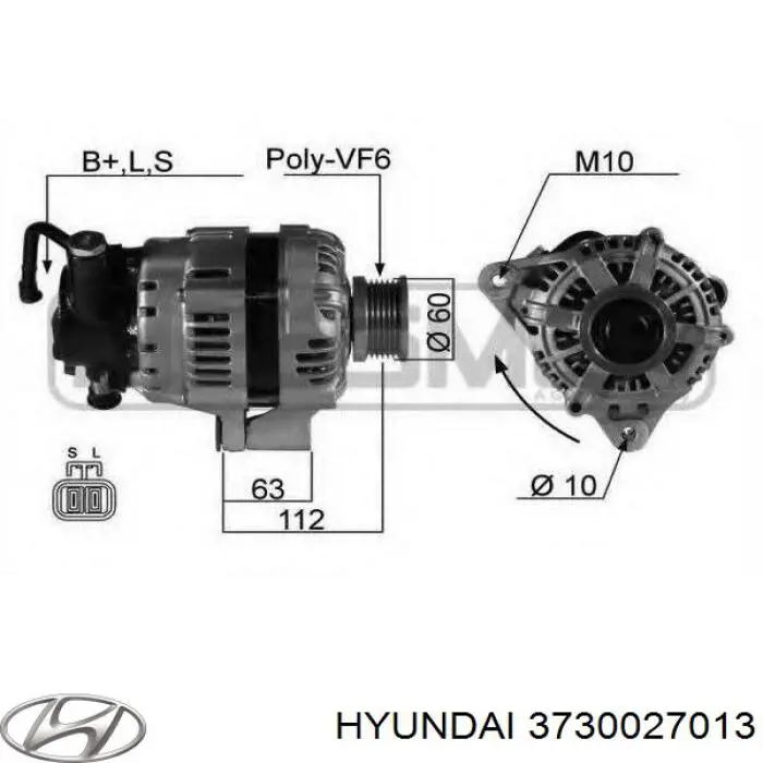Alternator 3730027013 Hyundai/Kia