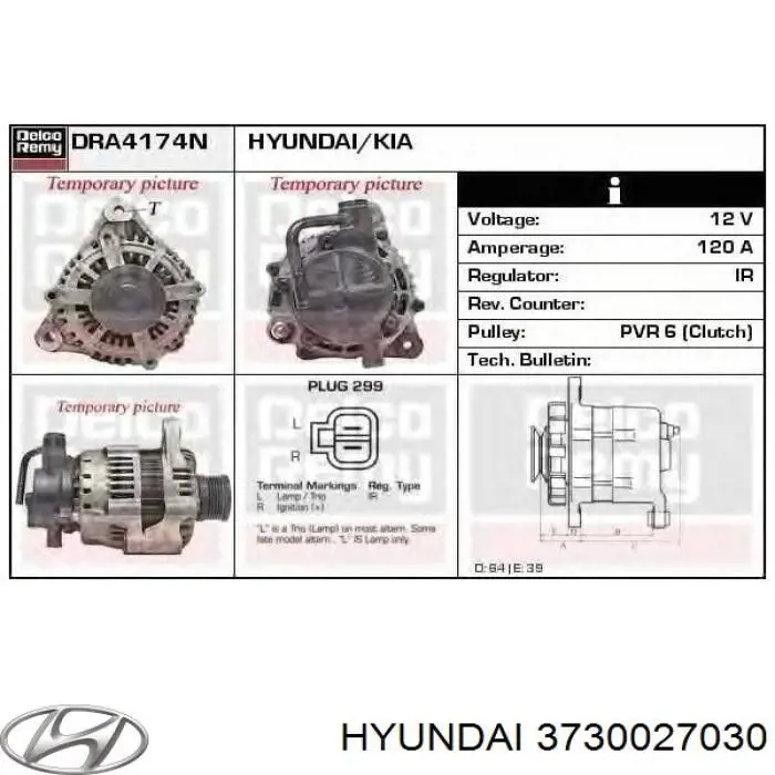 3730027030 Hyundai/Kia Alternator