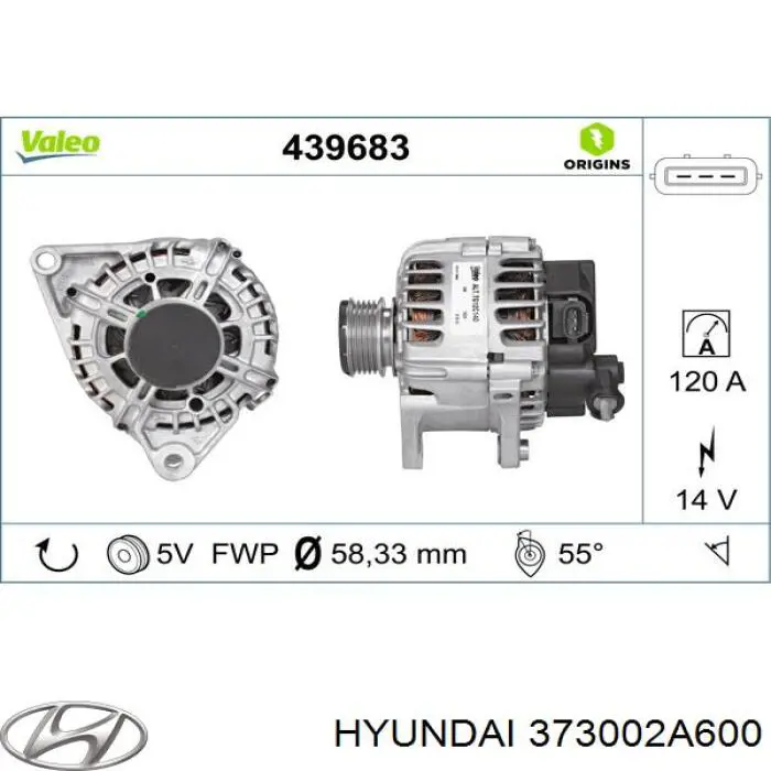 Alternator 373002A600 Hyundai/Kia
