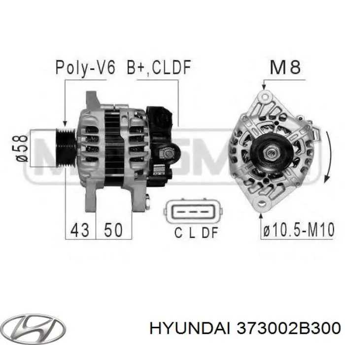 373002B300 Hyundai/Kia Alternator