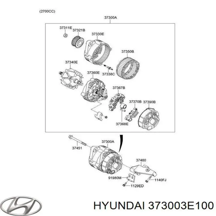 Alternator Hyundai/Kia 373003E100 cena, od 105,94 USD