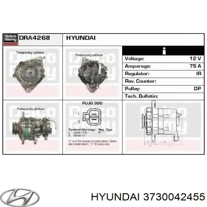 Alternator Hyundai/Kia 3730042455 cena, od 266,51 USD