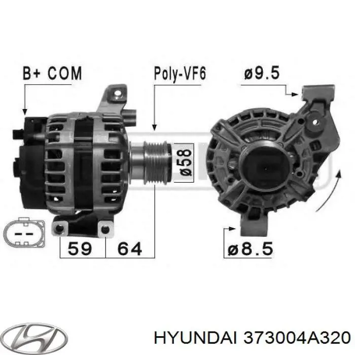 Alternator 373004A320 Hyundai/Kia