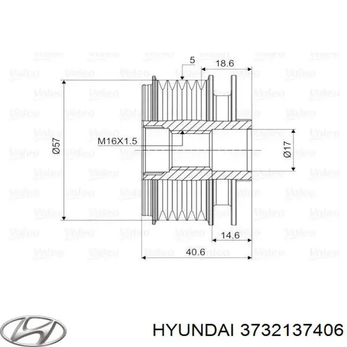 Koło pasowe alternatora Hyundai/Kia 3732137406 cena, od 33,89 USD
