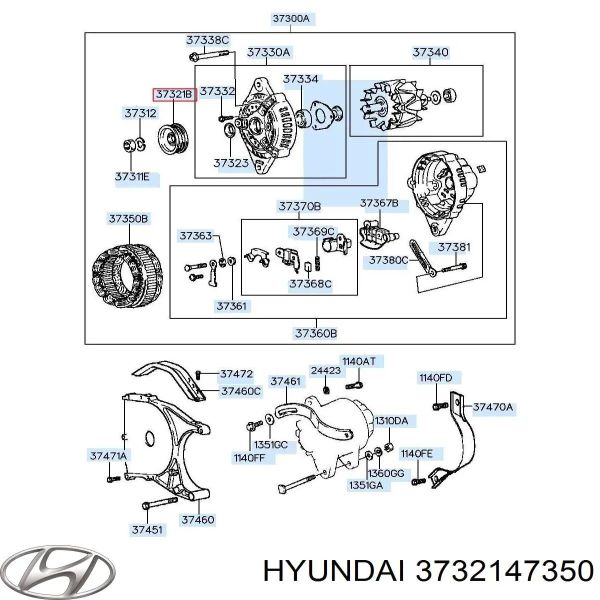 3732147350 Hyundai/Kia Koło pasowe alternatora