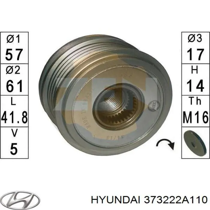 Do koszyka 373222A110 Hyundai/Kia Koło pasowe alternatora