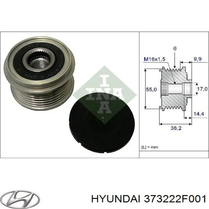 373222F001 Hyundai/Kia Koło pasowe alternatora