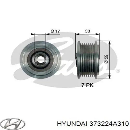 Koło pasowe alternatora Hyundai/Kia 373224A310 cena, od 46,04 USD