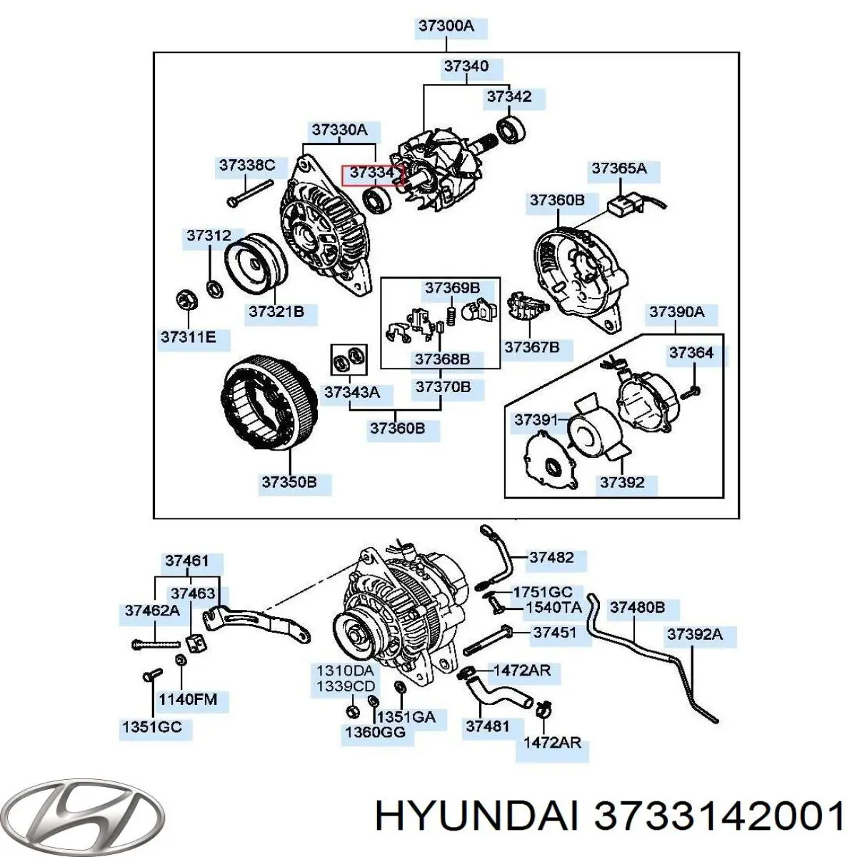 Do koszyka 3733142001 Hyundai/Kia Łożysko alternatora