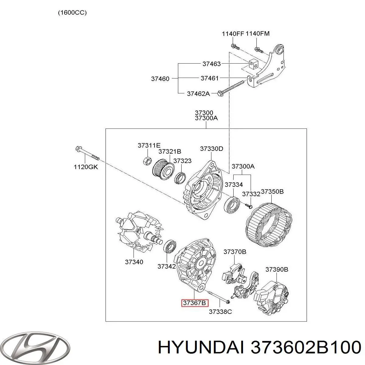Do koszyka 373602B100 Hyundai/Kia Mostek prostowniczy alternatora = Moster diodowy alternatora