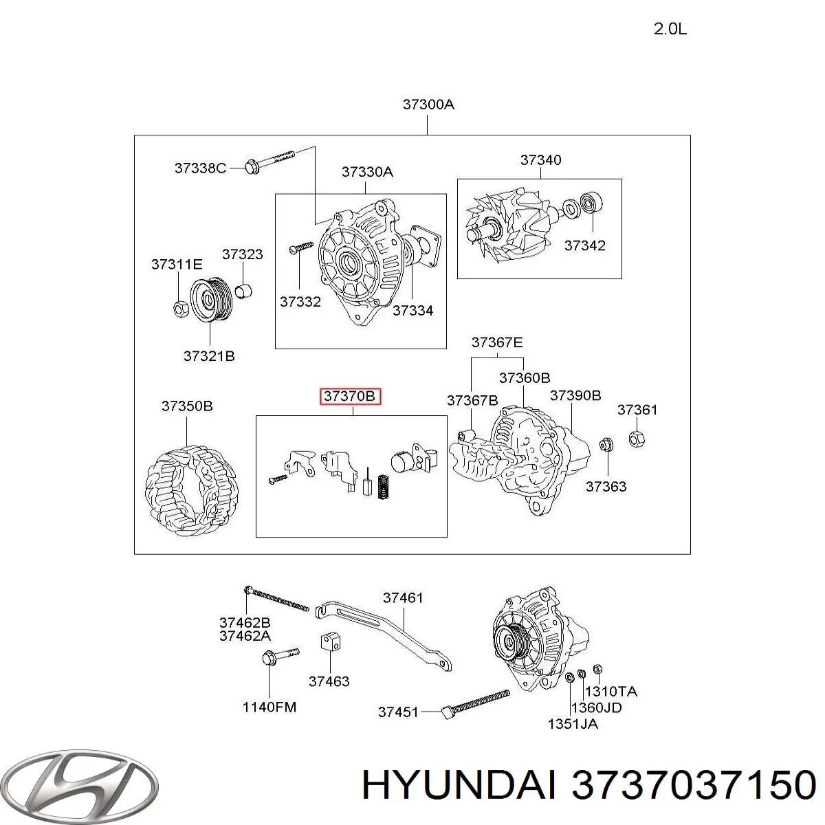 3737037150 Hyundai/Kia Regulator alternatora (przekaźnik ładowania)