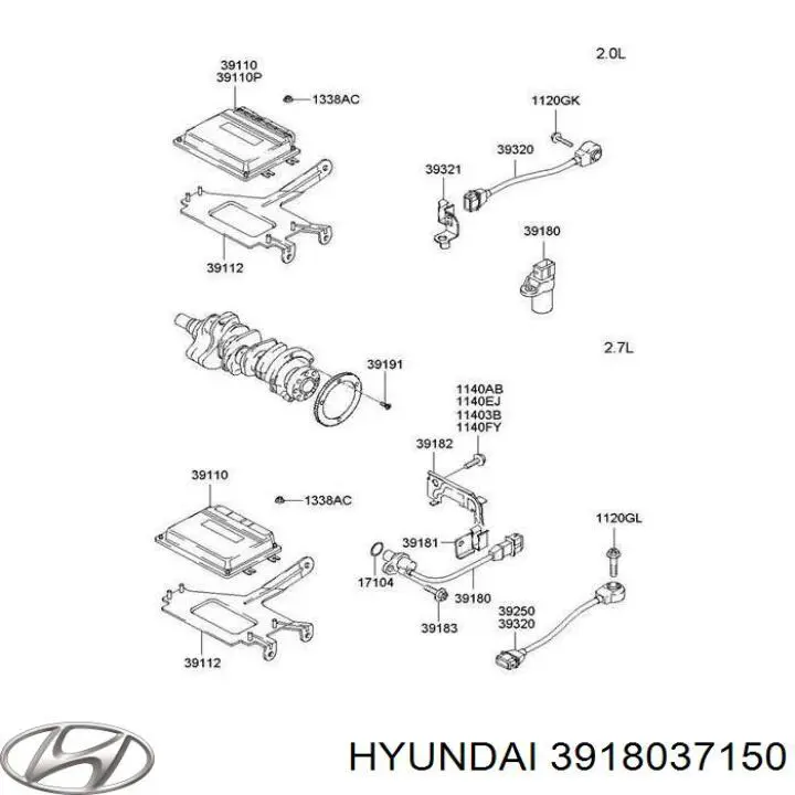 Do koszyka 3918037150 Hyundai/Kia Czujnik położenia wału korbowego