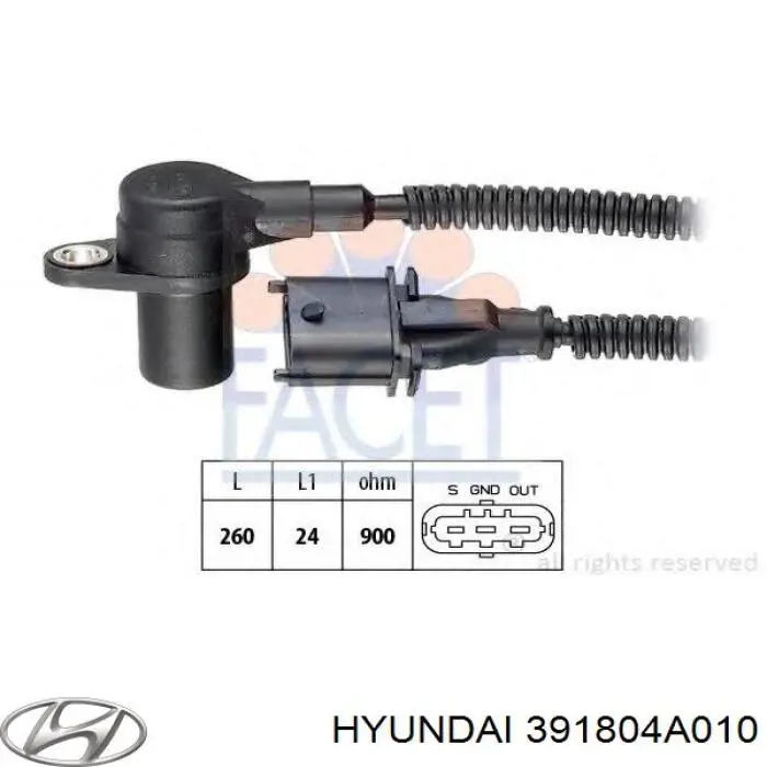 Do koszyka 391804A010 Hyundai/Kia Czujnik położenia wału korbowego