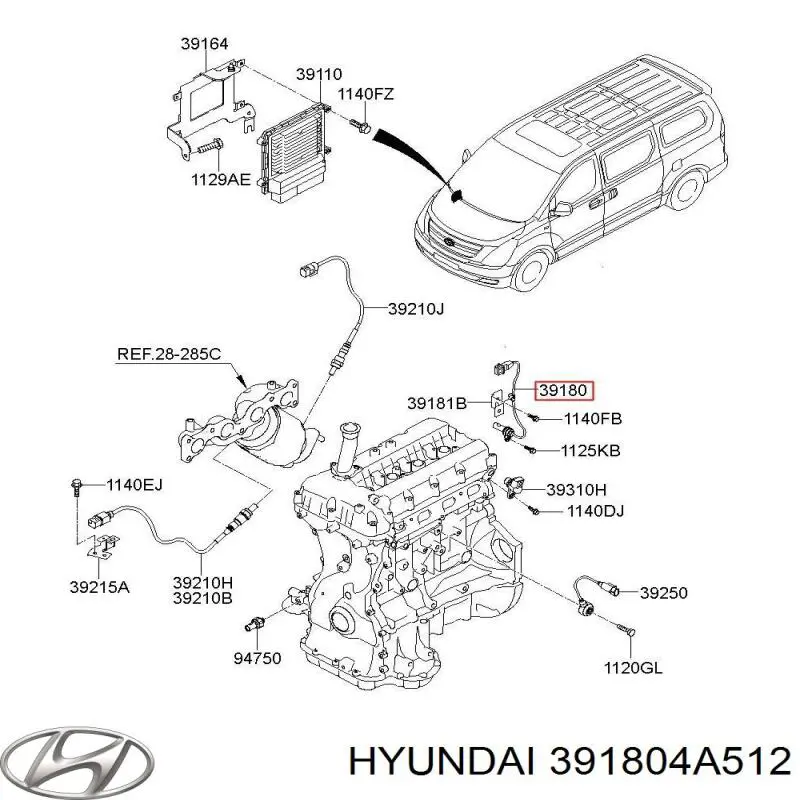 Czujnik położenia wału korbowego Hyundai/Kia 391804A512 cena, od 30,23 USD