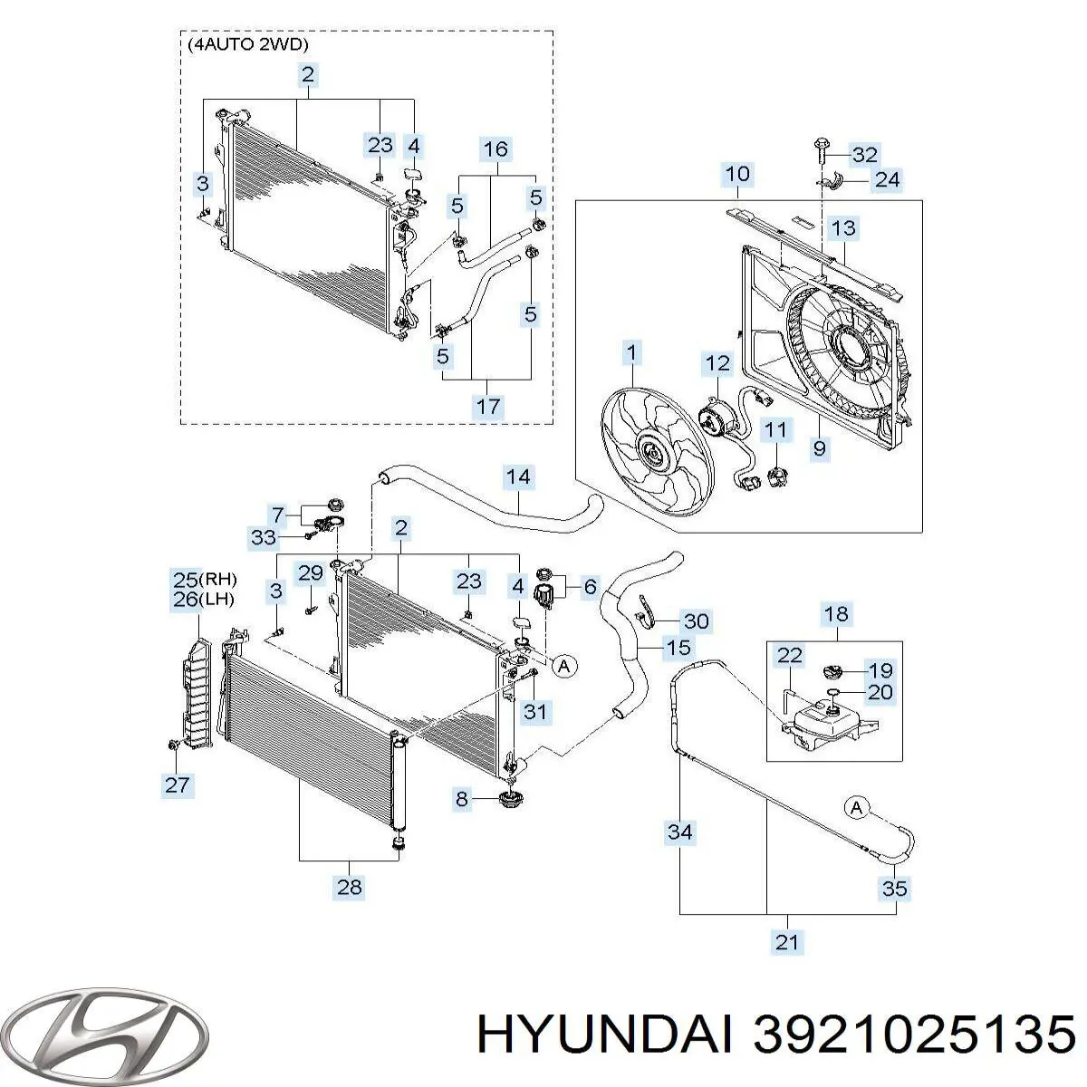 Do koszyka 3921025135 Hyundai/Kia Sonda lambda czujnik tlenu przed katalizatorem