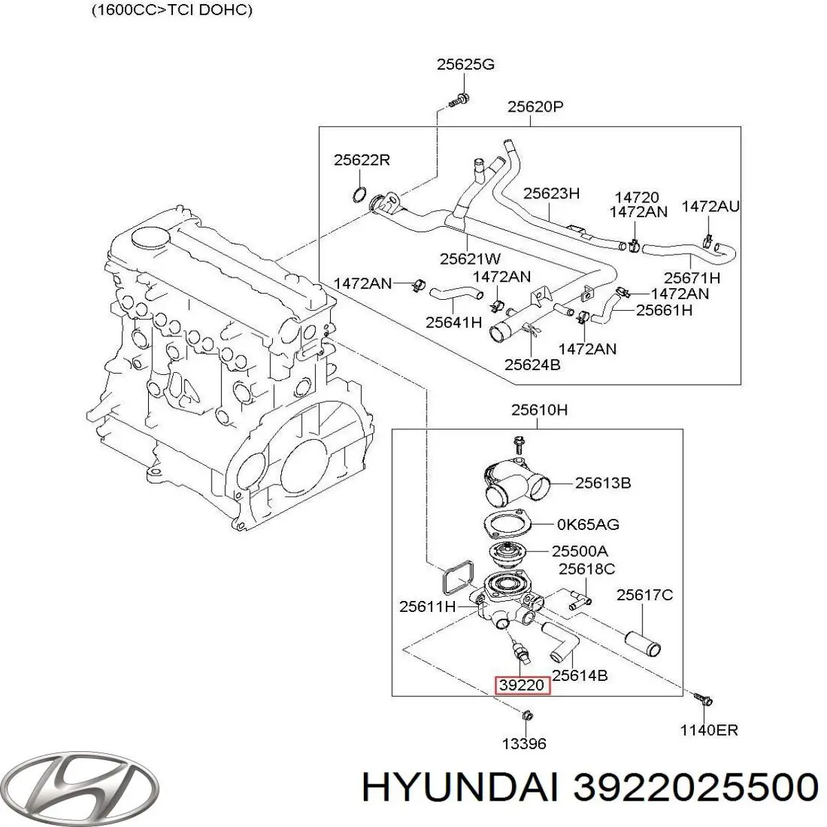Czujnik temperatury płynu chłodzącego Hyundai/Kia 3922025500 cena, od 14,53 USD