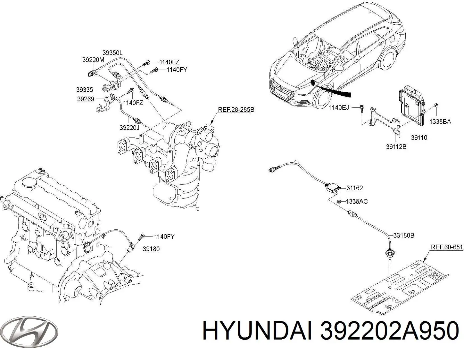 Czujnik temperatury spalin, przed turbiną Hyundai/Kia 392202A950 cena, od 67,67 USD