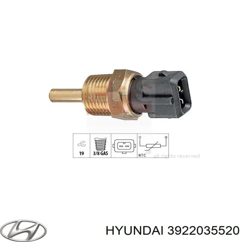 Czujnik temperatury płynu chłodzącego Hyundai/Kia 3922035520 cena, od 5,54 USD