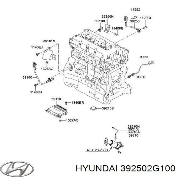 392502G100 Hyundai/Kia czujnik stukowy (czujnik spalania stukowego)