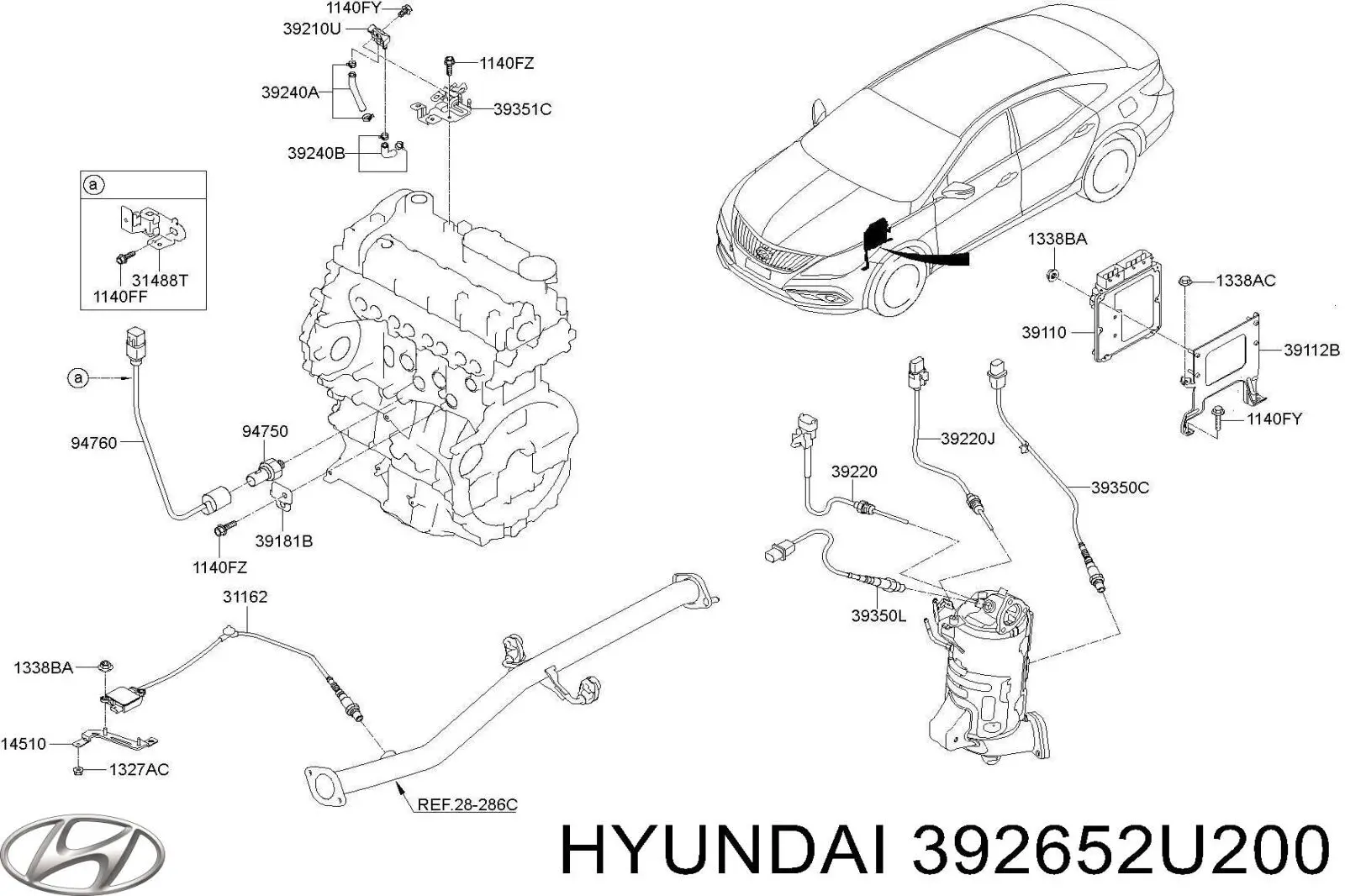 Czujnik tlenków azotu NOX Hyundai/Kia 392652U200 cena, od 342,22 USD