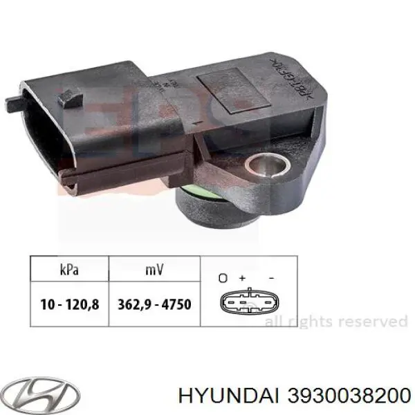Czujnik ciśnienia w kolektorze ssącym, MAP Hyundai/Kia 3930038200 cena, od 40,88 USD
