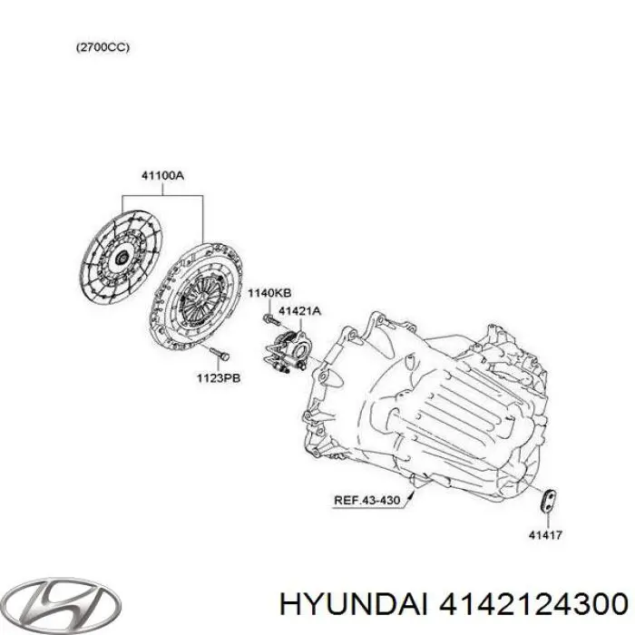 Do koszyka 4142124300 Hyundai/Kia Cylinder roboczy sprzęgła (wysprzęglik) w komplecie z łożyskiem wyciskowym