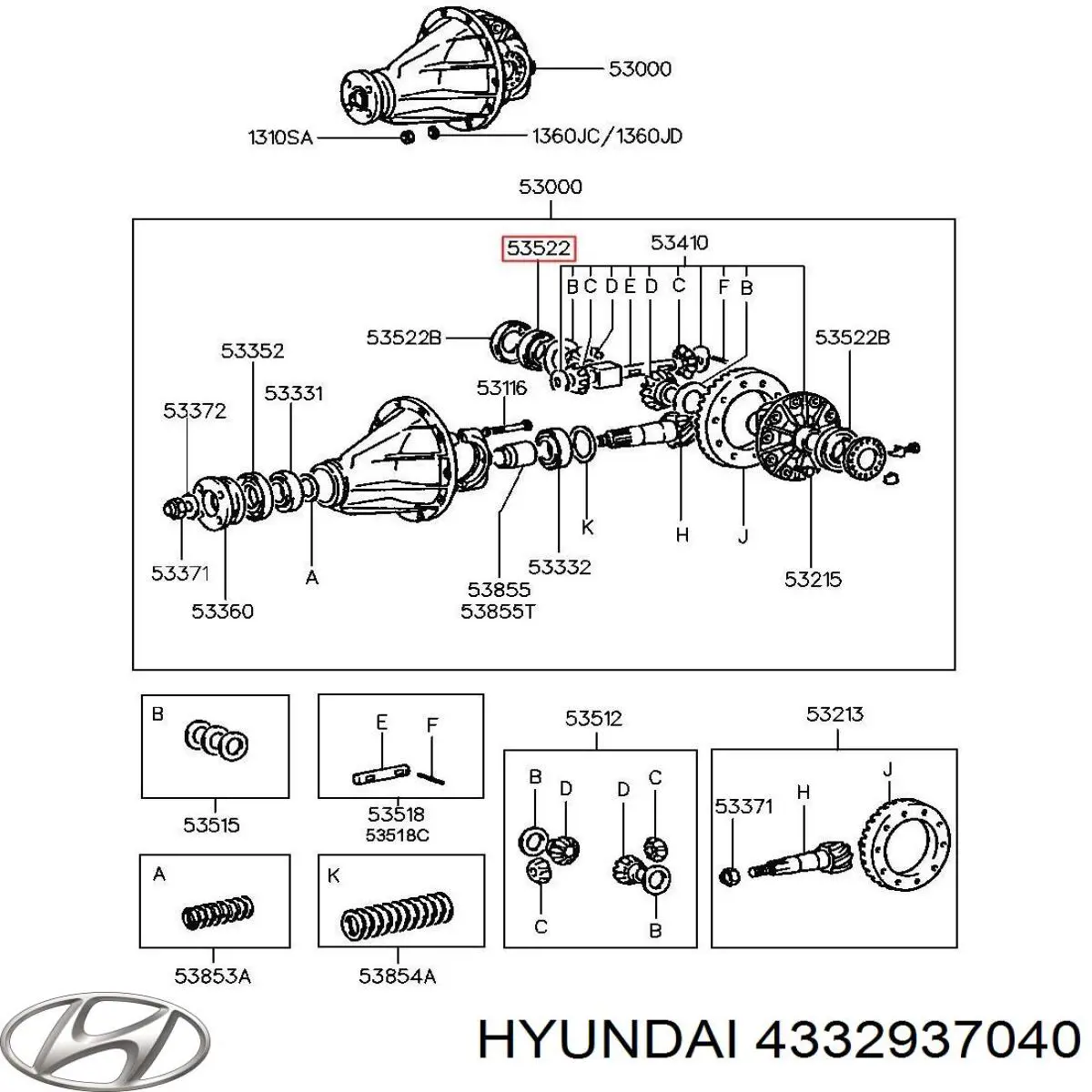 4332937040 Hyundai/Kia Łożysko dyferencjału mostu przedniego
