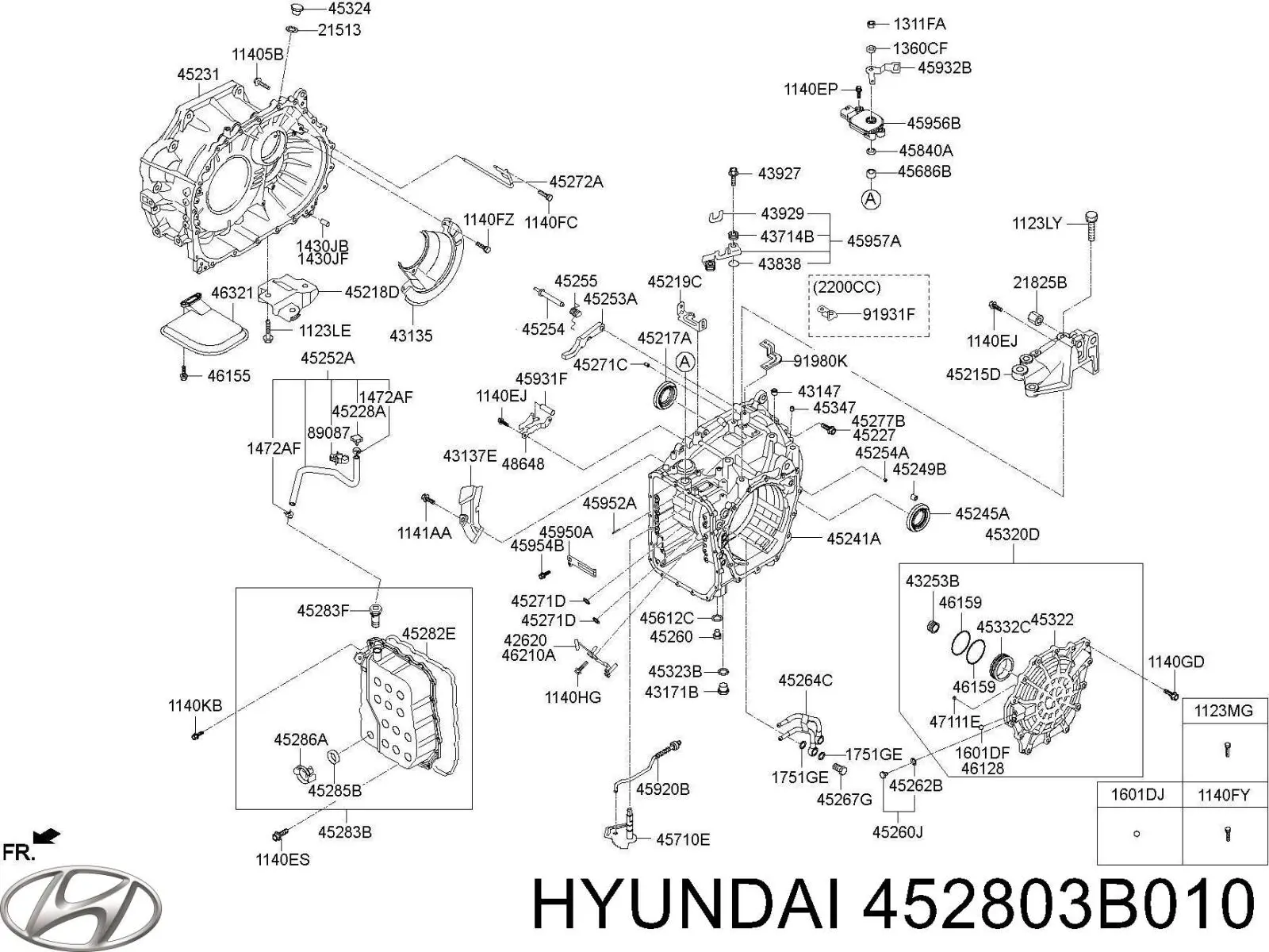 Do koszyka 452803B010 Hyundai/Kia Pokrywa skrzyni biegów tylna