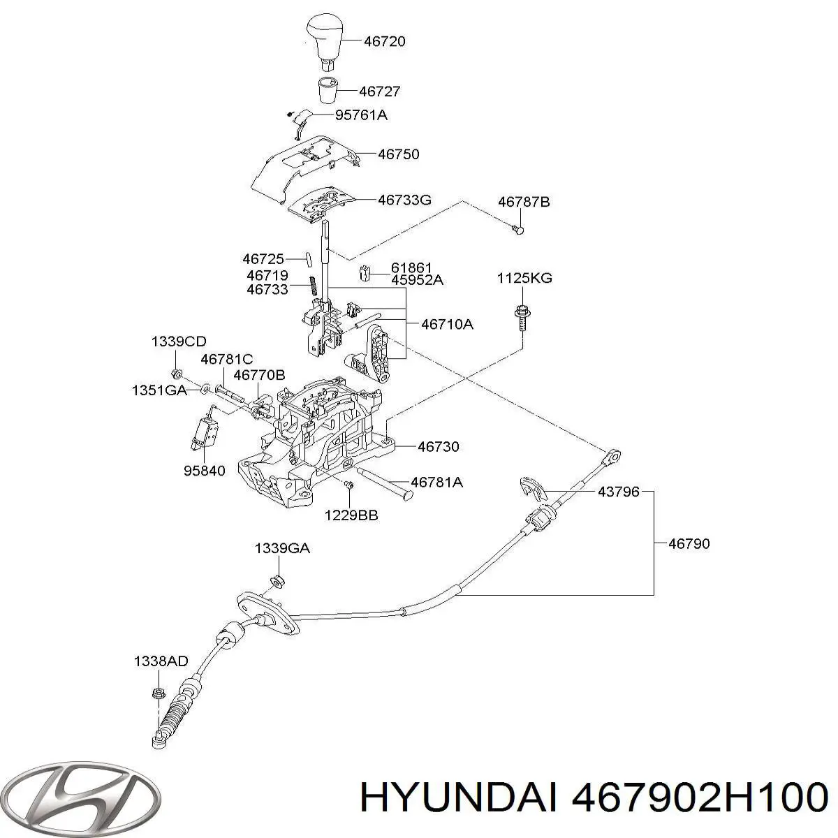 467902H100 Hyundai/Kia linka zmiany biegów