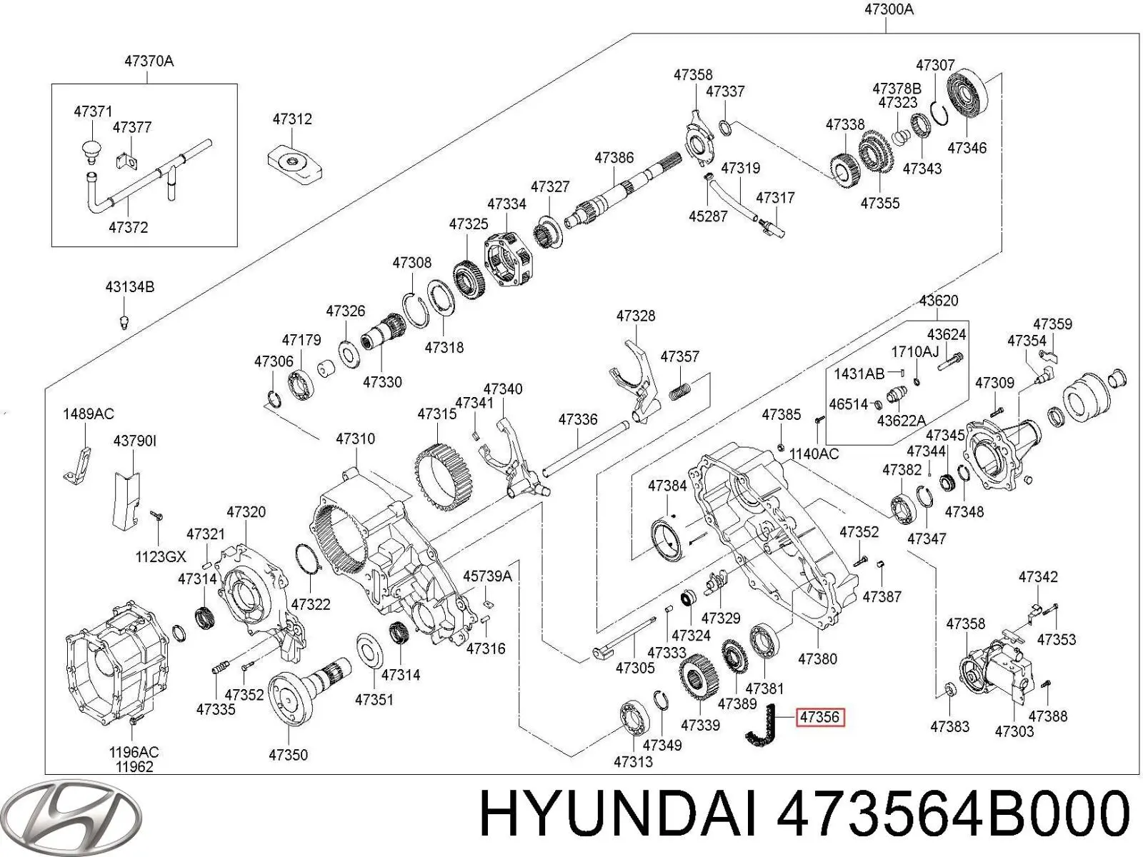 Łańcuch napędowy skrzyni rozdzielczej Hyundai/Kia 473564B000 cena, od 122,40 USD
