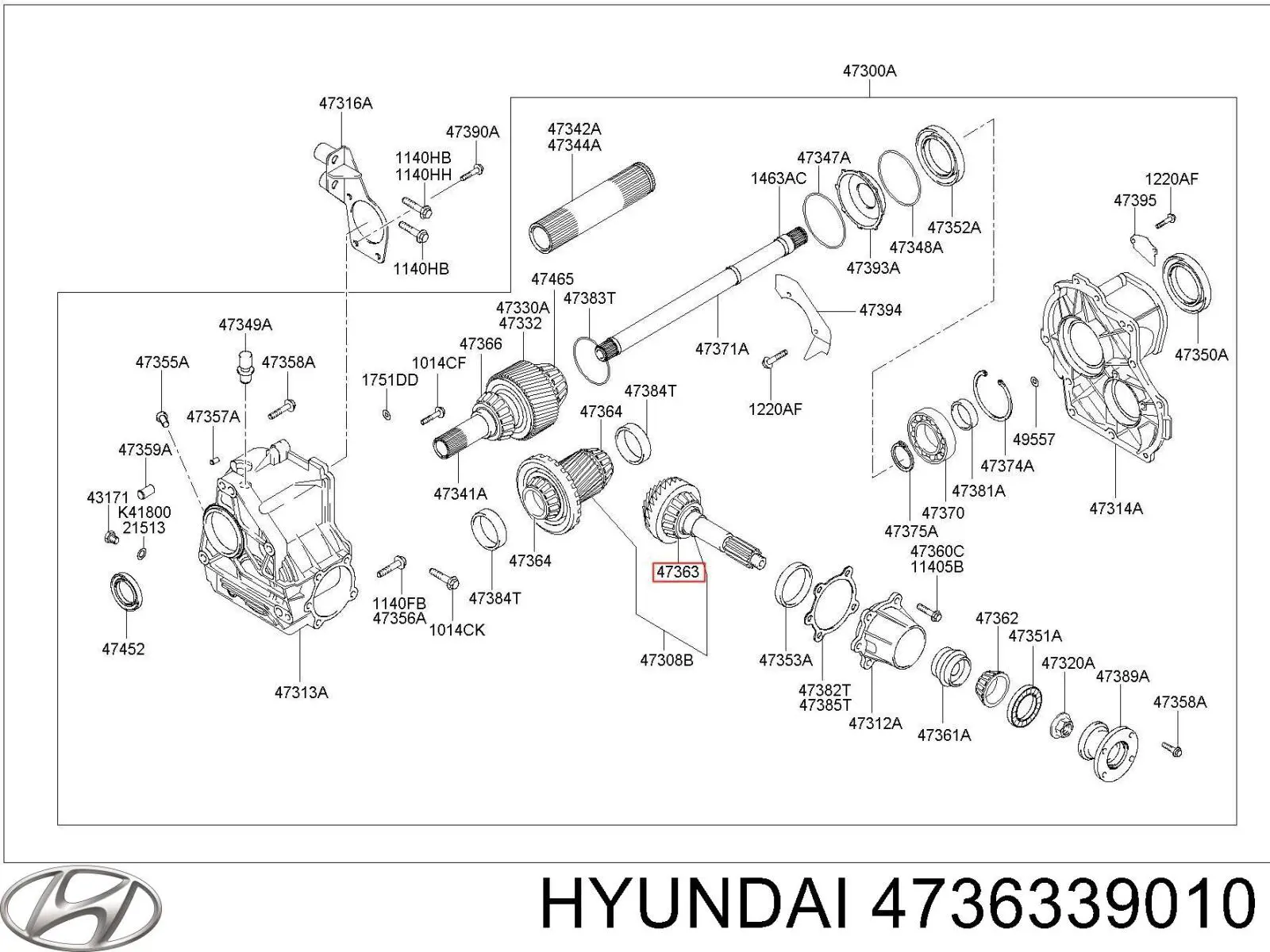 Łożysko przednie skrzyni rozdzielczej, wału wyjściowego Hyundai/Kia 4736339010 cena, od 27,58 USD