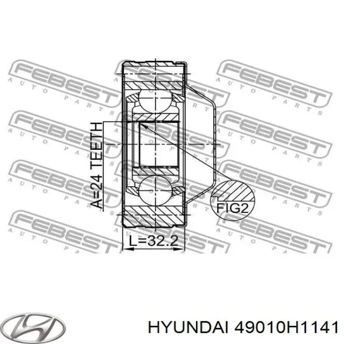 Wał Cardana, do mostu przedniego 49010H1141 Hyundai/Kia