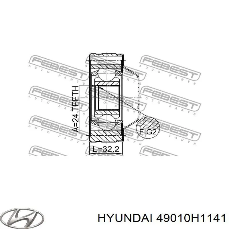 Wał Cardana, do mostu przedniego 49010H1141 Hyundai/Kia