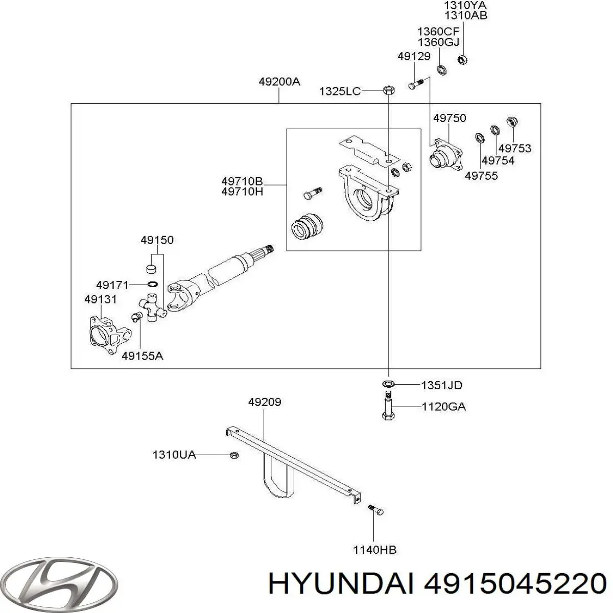 Do koszyka 4915045220 Hyundai/Kia Krzyżak wału Cardana tylnego