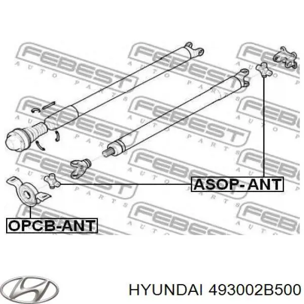 Do koszyka 493002B500 Hyundai/Kia Wał Cardana tylny, kompletny
