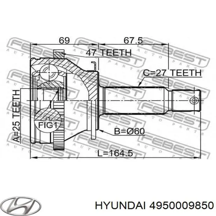 Półoś napędowa przednia prawa do Hyundai Sonata IV EU4